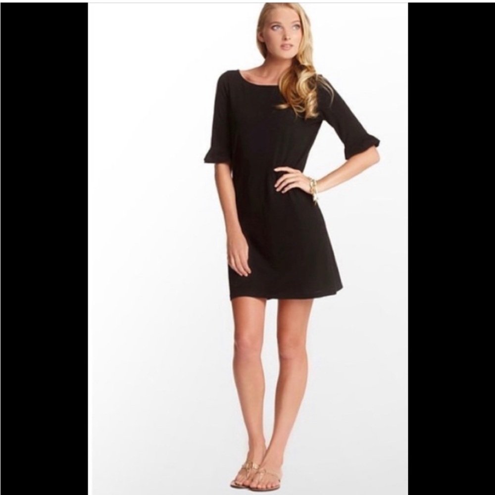 LILLY PULITZER Somerset Black 3/4 Ruffle Sleeve Dress Small